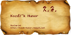 Kozák Hunor névjegykártya